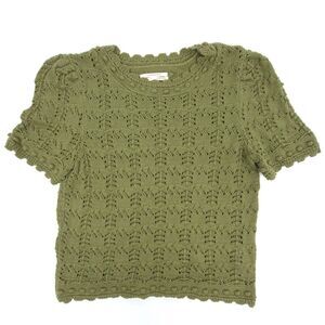 Anthropologie Olive Green Crochet Sweater